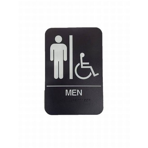 Don-Jo Men's / Handicap ADA Black Bathroom Sign HS909001 - main